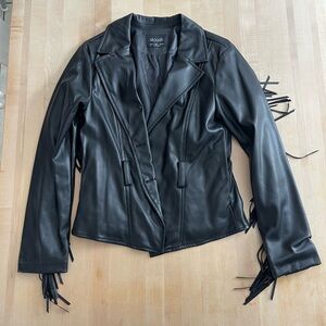 Stoosh Women's Black Fringe faux leather Jacket